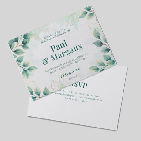 Wedding Invitations A5 Double Sided Landscape Greenromance