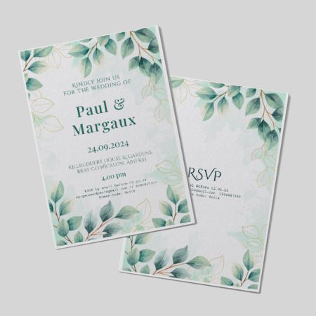 Wedding Invitations A5 Double Sided Portrait Greenromance