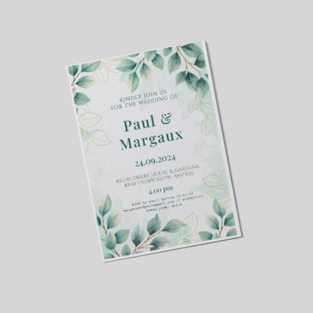 Wedding Invitations A5 Single Sided Portrait Greenromance